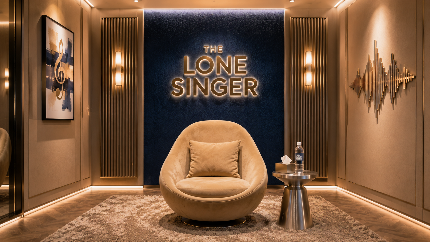 Confessional suite with THE LONE SINGER branding